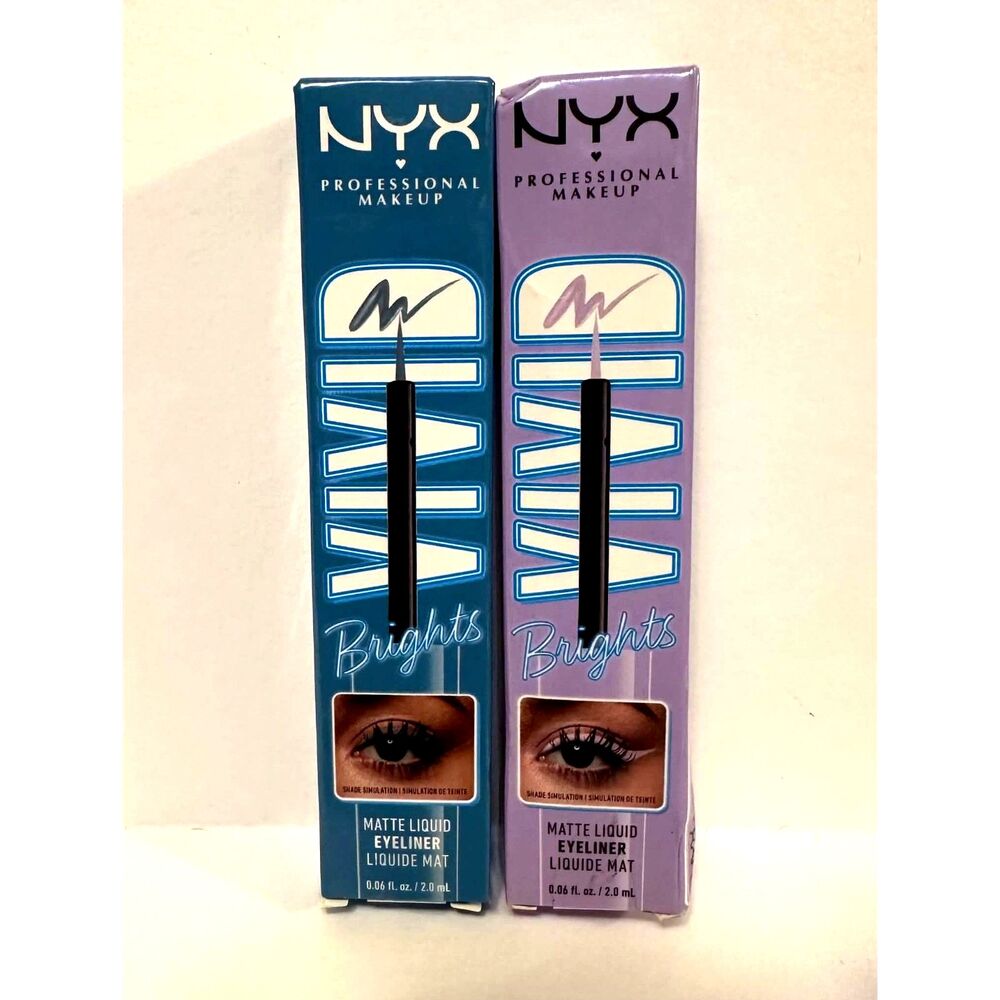2X NYX Professional Makeup Vivid Brights Liquid Eye Liner Lilac / Cyan Simp NIB